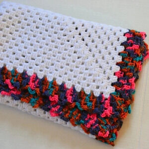 Hand Crocheted  Granny Square Blanket